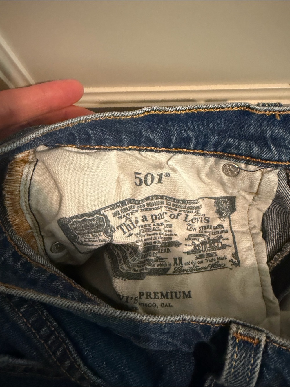 Levi's Blue 501 High-Rise Straight Jeans - Picture 5 of 7